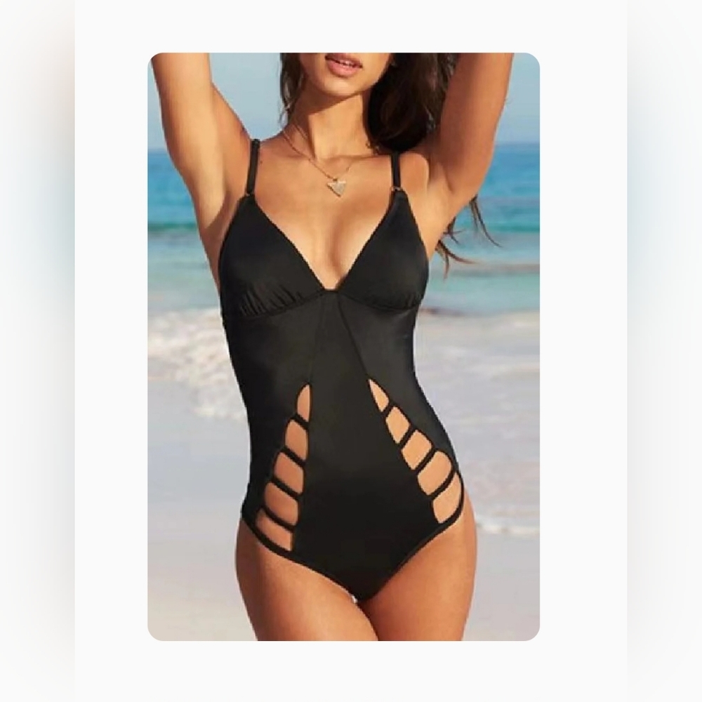 NWT Adore Me Cutout Sexy Black One Piece Size: Large